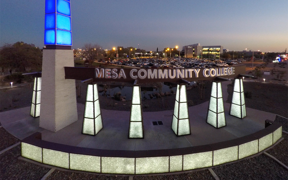 MCC monument at dusk